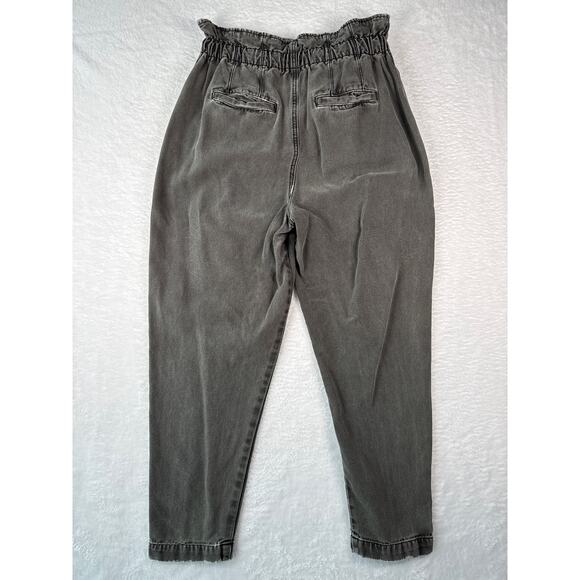 Free People Paperbag Pants XS Button Fly Drawstring Black Jogger Jeans - Picture 7 of 8